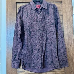 HUGO Men's Purple Paisley Long-Sleeve Button-Down Shirt